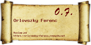 Orlovszky Ferenc névjegykártya